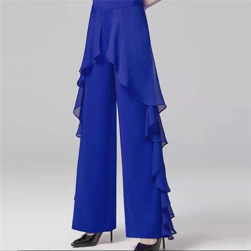 Pantalon de danse à jambes larges pour femmes, taille haute, feuille de Lotus sur le côté, sensation pendante sauvage, pantalon d'entraînement, nouvelle collection 2022