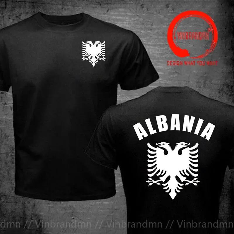 T-shirt albanais blason JA ian Feel Story Eagle pour homme, col rond, manches courtes, vêtements Harajuku, mode