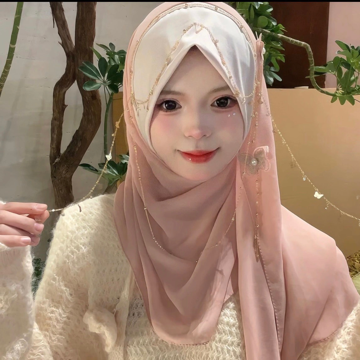 Châles arabes pour femmes musulmanes, hijabs instantanés prêts à porter avec chaînes papillon