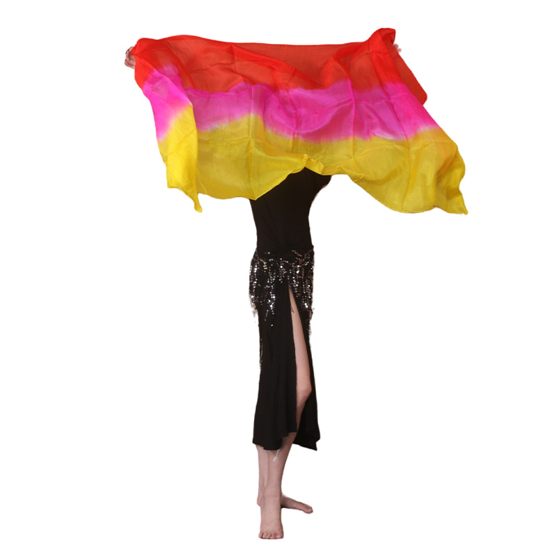 Voile de danse orientale en soie dégradé, châles en soie pour femmes, écharpe dégradée de 200cm, 250cm, 270cm pour performance de danse