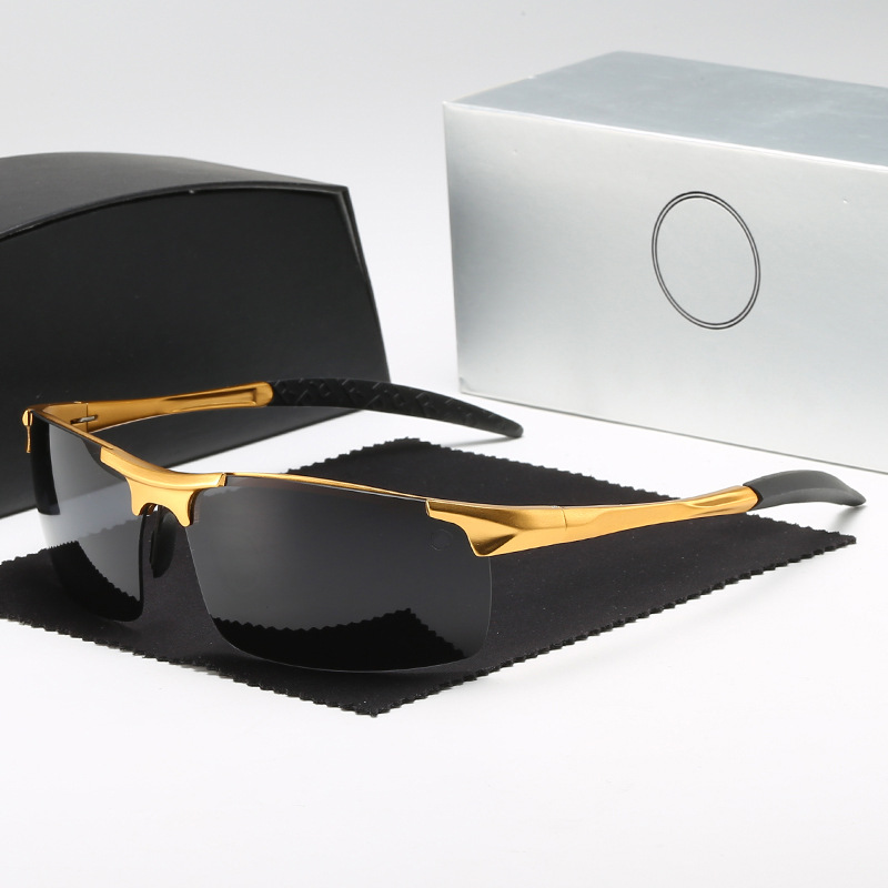 Lunettes de protection polarisées pour hommes, pare-soleil UV, tendance, pour cyclisme en plein air, conduite, aluminium et magnésium