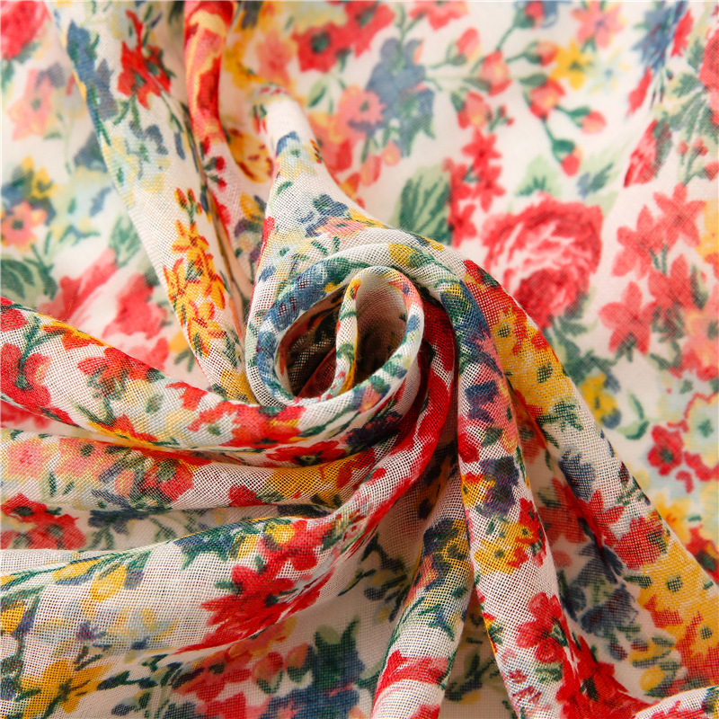 Châle en Viscose à Franges Florales pour Femme, Écharpe Imprimée, Pashmina Doux, Étole Musulmane, Hijab de Haute Qualité, 2024x90cm, 180