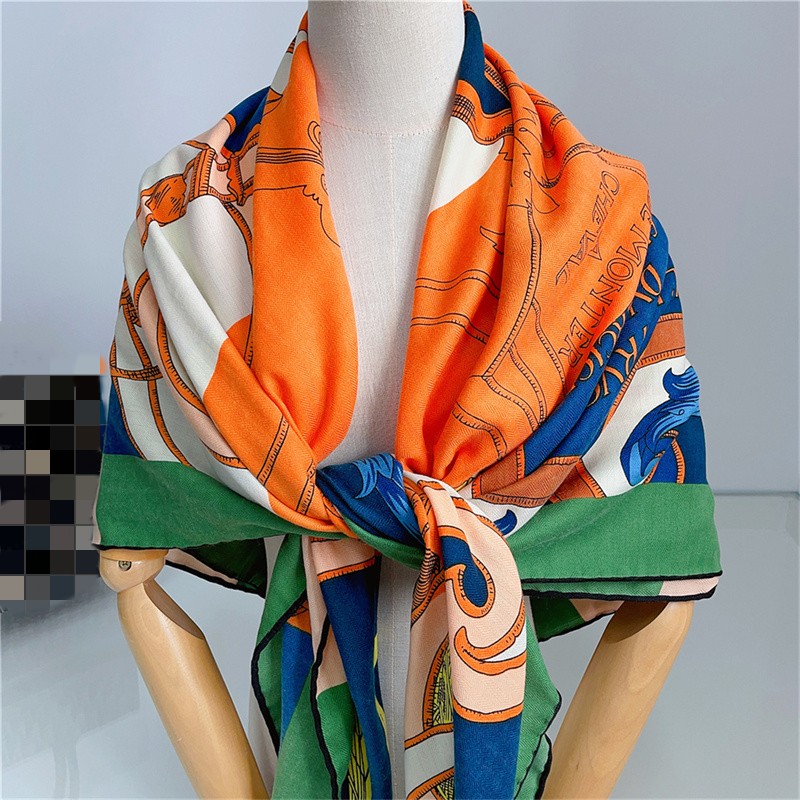 135CM hiver épaissir soie cachemire écharpe femmes roulé à la main châles ceintures imprimer carré foulards enveloppes Bandana grand Hijabs femme