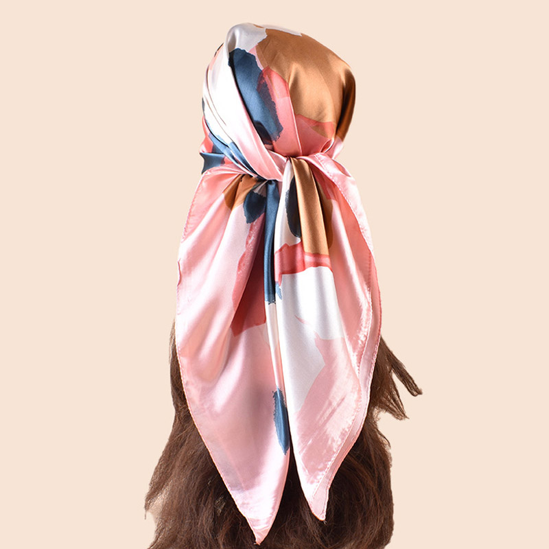 Haute qualité châle Satin soie carré Foulard femmes fleur Foulard dames bandeau bandes de cheveux imprimer Foulard Hijab enveloppes Bandana
