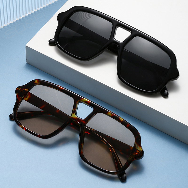 Lunettes de soleil carrées tendance pour hommes, style punk vintage, verres bleus, protection UV400, pour femmes et hommes
