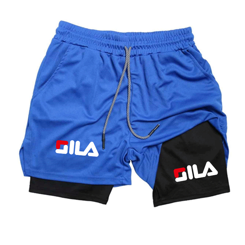 Shorts de sport pour hommes - Double couche à séchage rapide pour l'entraînement, évacuation de l'humidité et respirabilité, absorption de l'humidité double couche