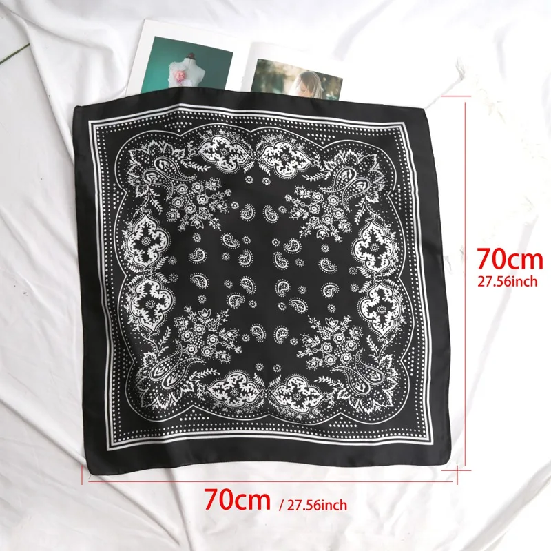 Femmes écharpe mode 70 cm Paisley imprimé Hijab écharpe Satin Bandana foulards femme carré bandeau femme accessoire de cheveux