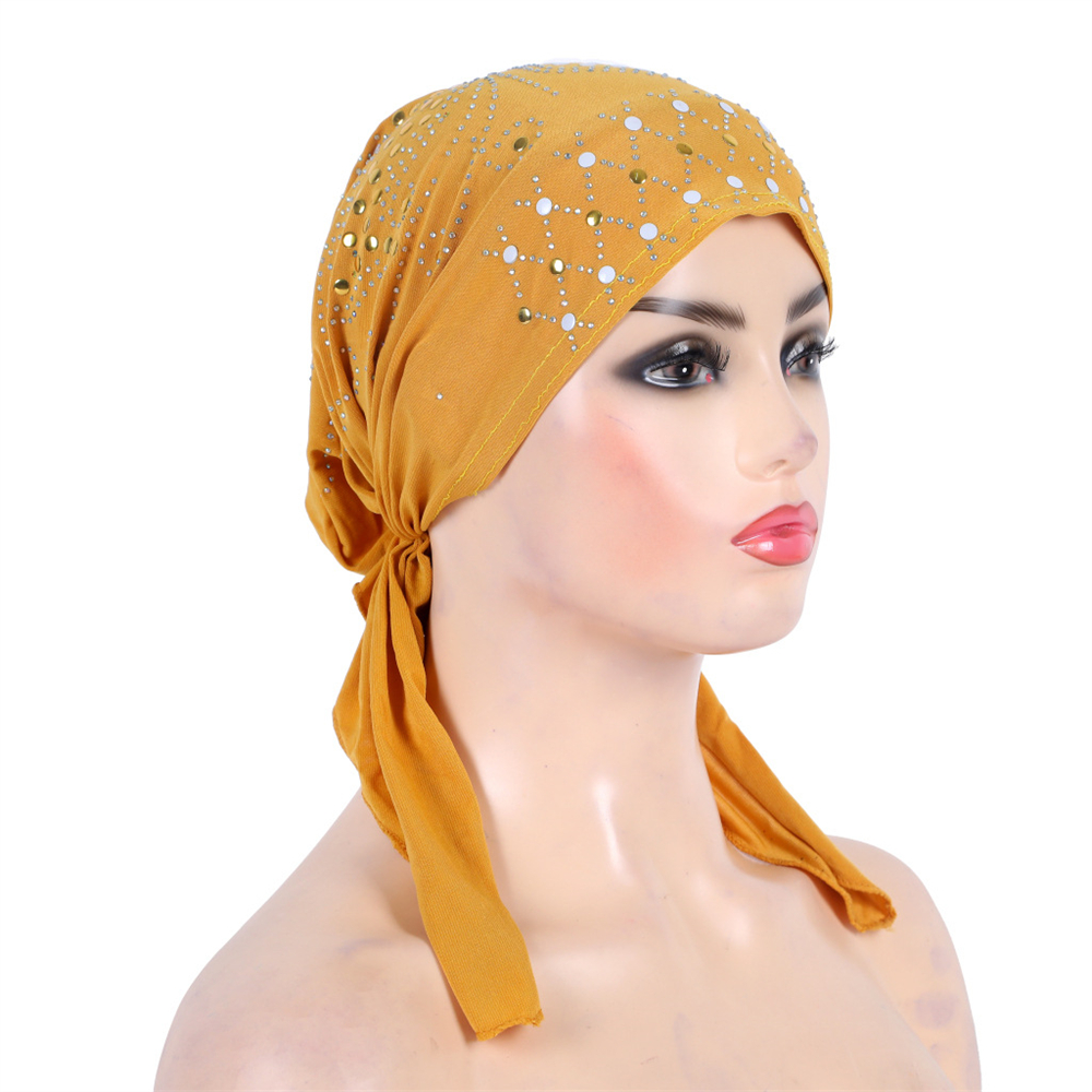 Hijab avec diamants pour femmes musulmanes, bonnet, turban, casquettes chimio, sous-écharpe, chapeau intérieur, cancer, islamique, arabe, écharpe de sauna