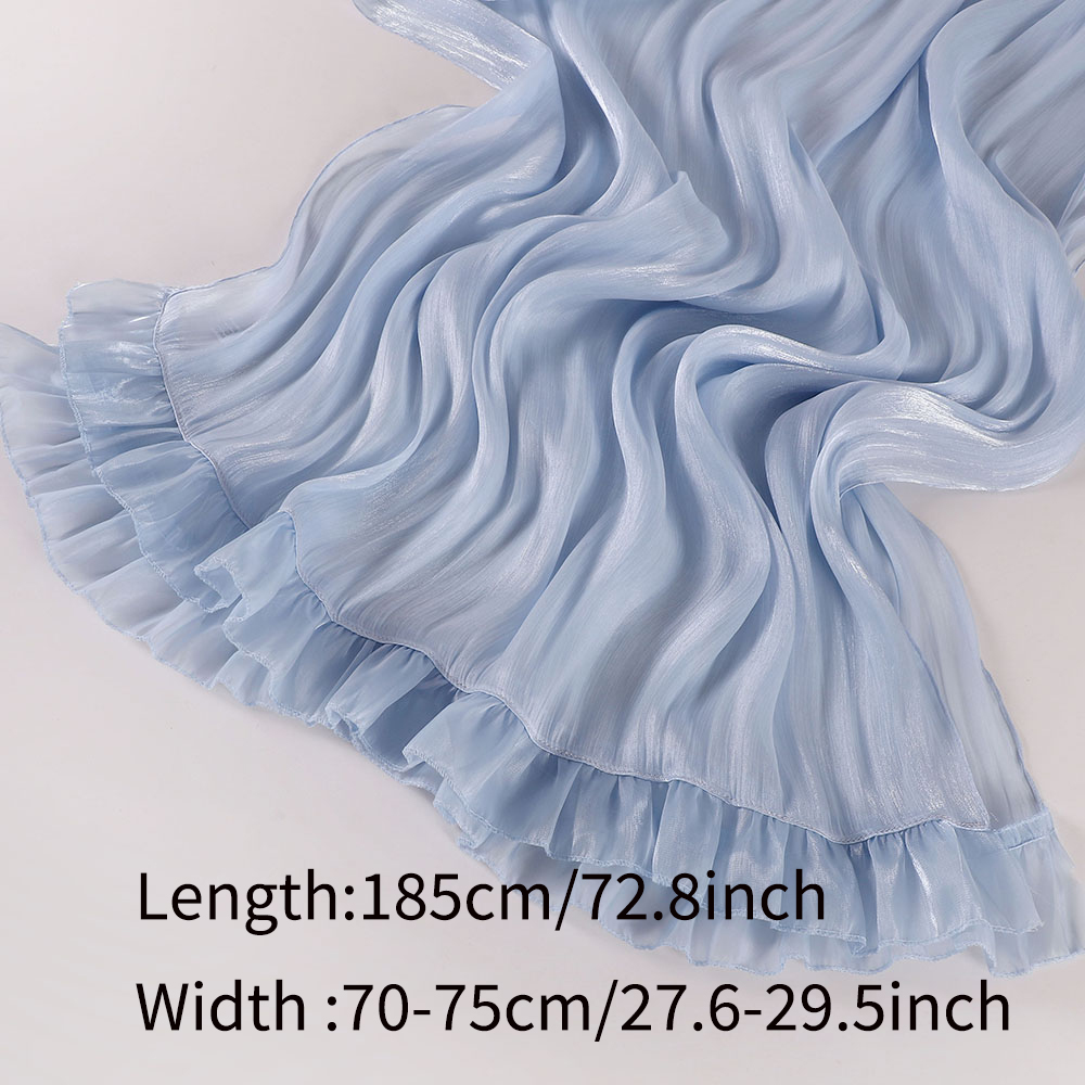 Écharpe Hijab légère pour femmes, châle rectangulaire Long et élégant avec tissu plié brillant, châle en mousseline de soie plissée à paillettes