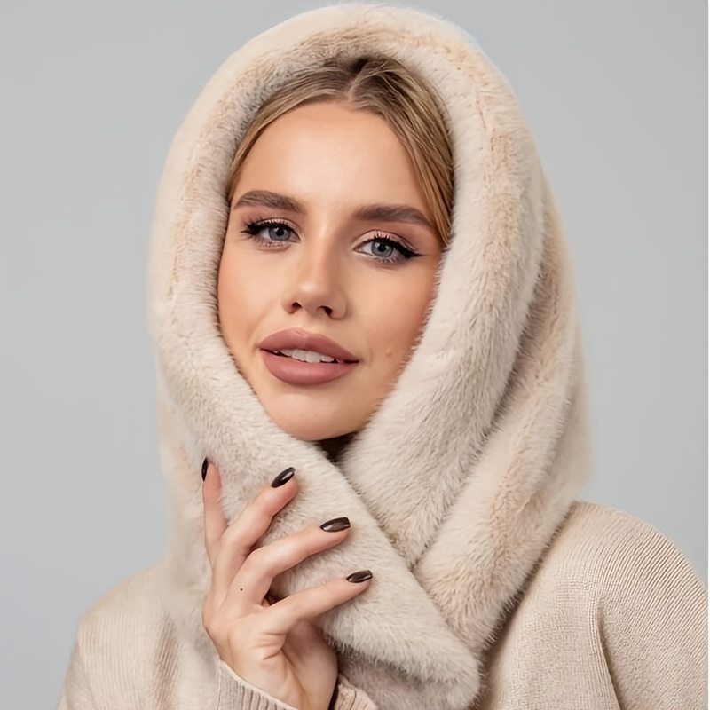 Chapeau en peluche douce pour femmes, écharpe de cou chaude et résistante au froid, Protection des oreilles en plein air, cadeau parfait pour les femmes, hiver