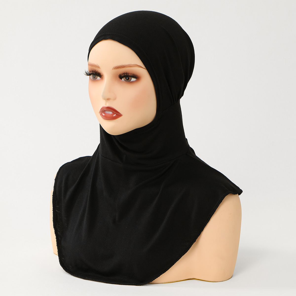 Hijab polyvalent en jersey premium avec faux col intégré, bonnet foulard en coton doux pour femme musulmane, couvre-cou 40*25cm