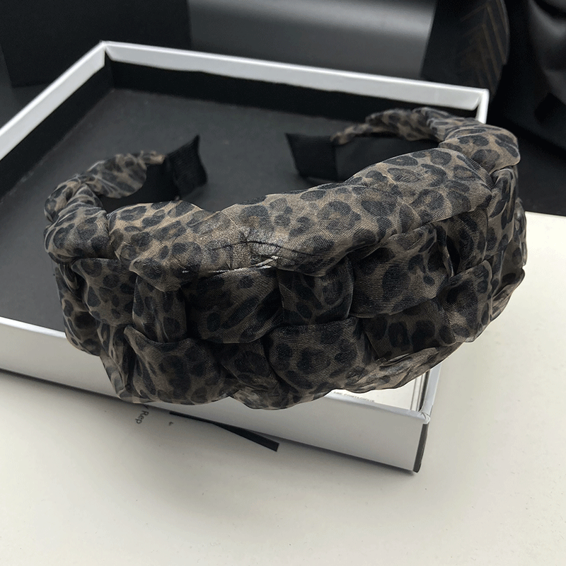 Bandeau imprimé léopard pour femme, style occidental, à bord large, pour coiffure stylisée et lavage du visage