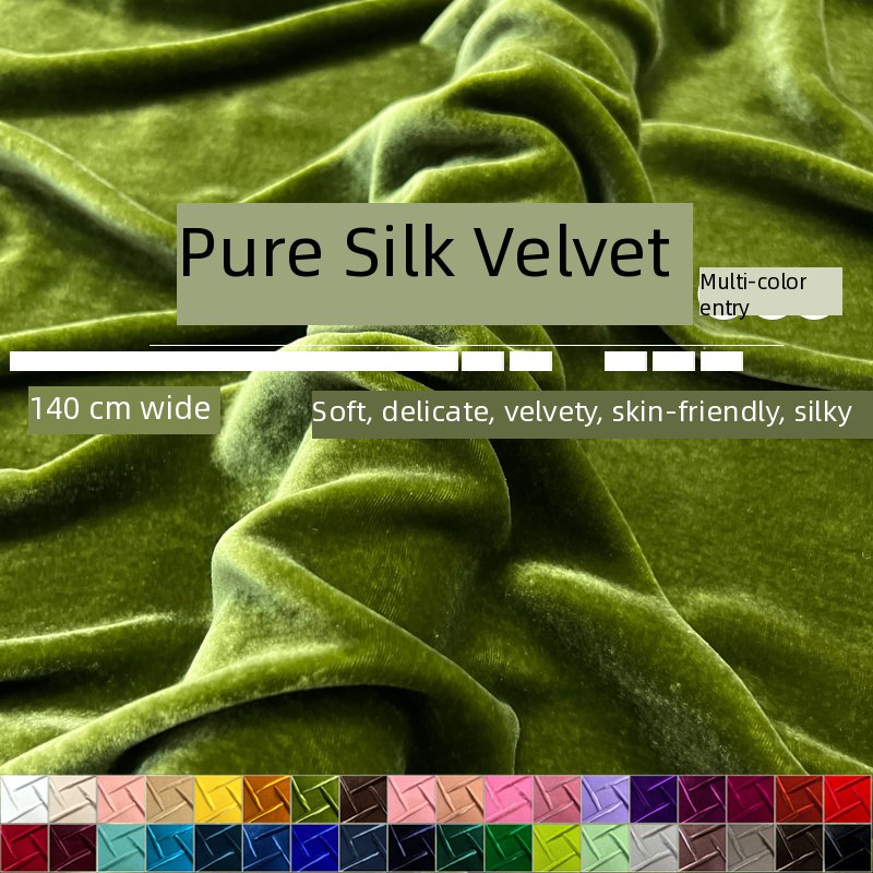 36 matériel luxueux de robe haut de gamme de tissu de velours de soie de couleur unie