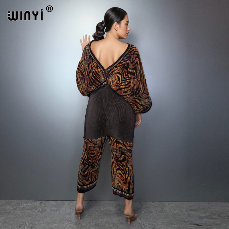 Combinaisons et salopettes plissées ajustées WINYI pour femmes, style Abaya Dubaï, tenue de soirée de luxe, mode musulmane pour la plage et les vacances