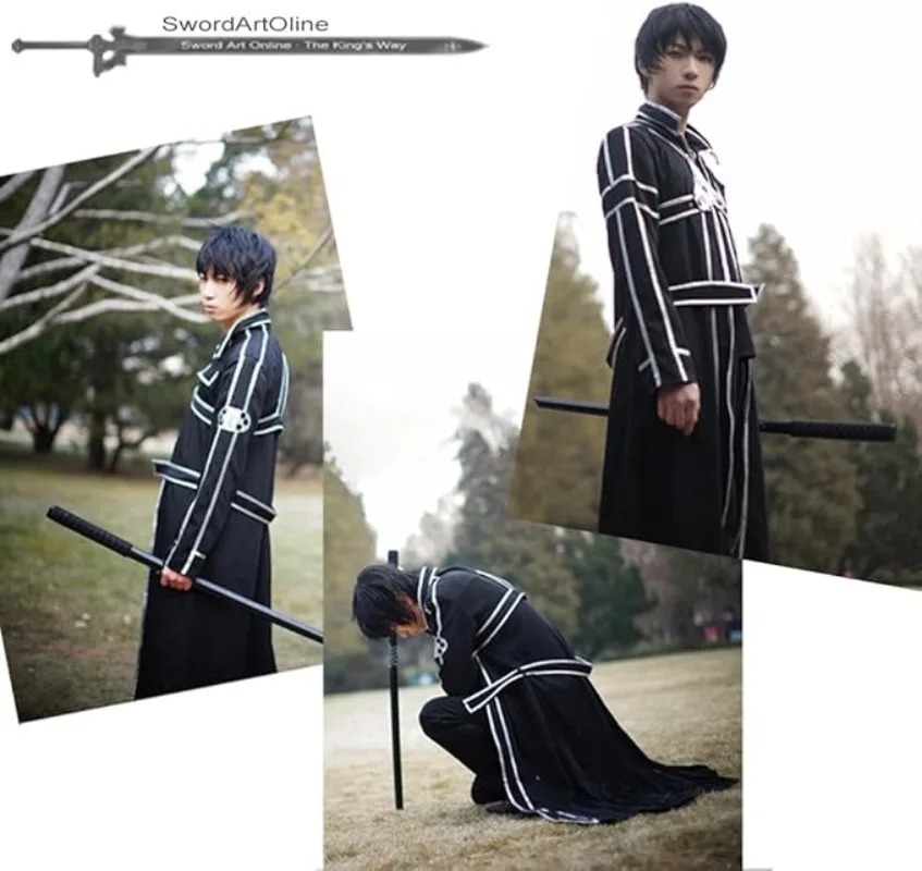 Costume de cosplay Anime Sword Kirito Kazuto Kirigaya : veste, chemise, pantalon, tenue de fête d'Halloween pour hommes