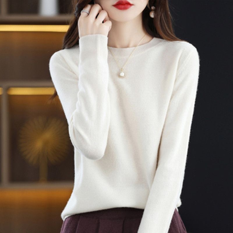 Femmes pull col rond automne hiver basique pull chaud décontracté Pulls pulls coréen à manches longues solide tricots chemise de fond