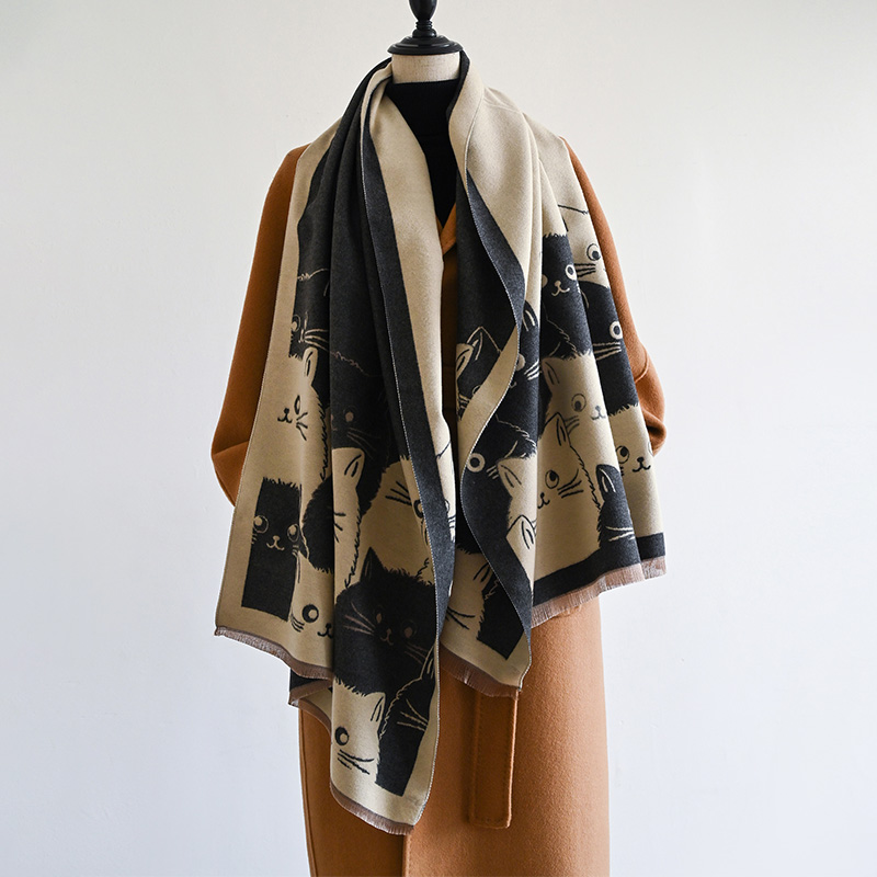 Écharpe en cachemire Jacquard Pashmina pour femme, châle épais et chaud, résistant au froid, couverture coupe-vent, nouvelle mode hiver 2024