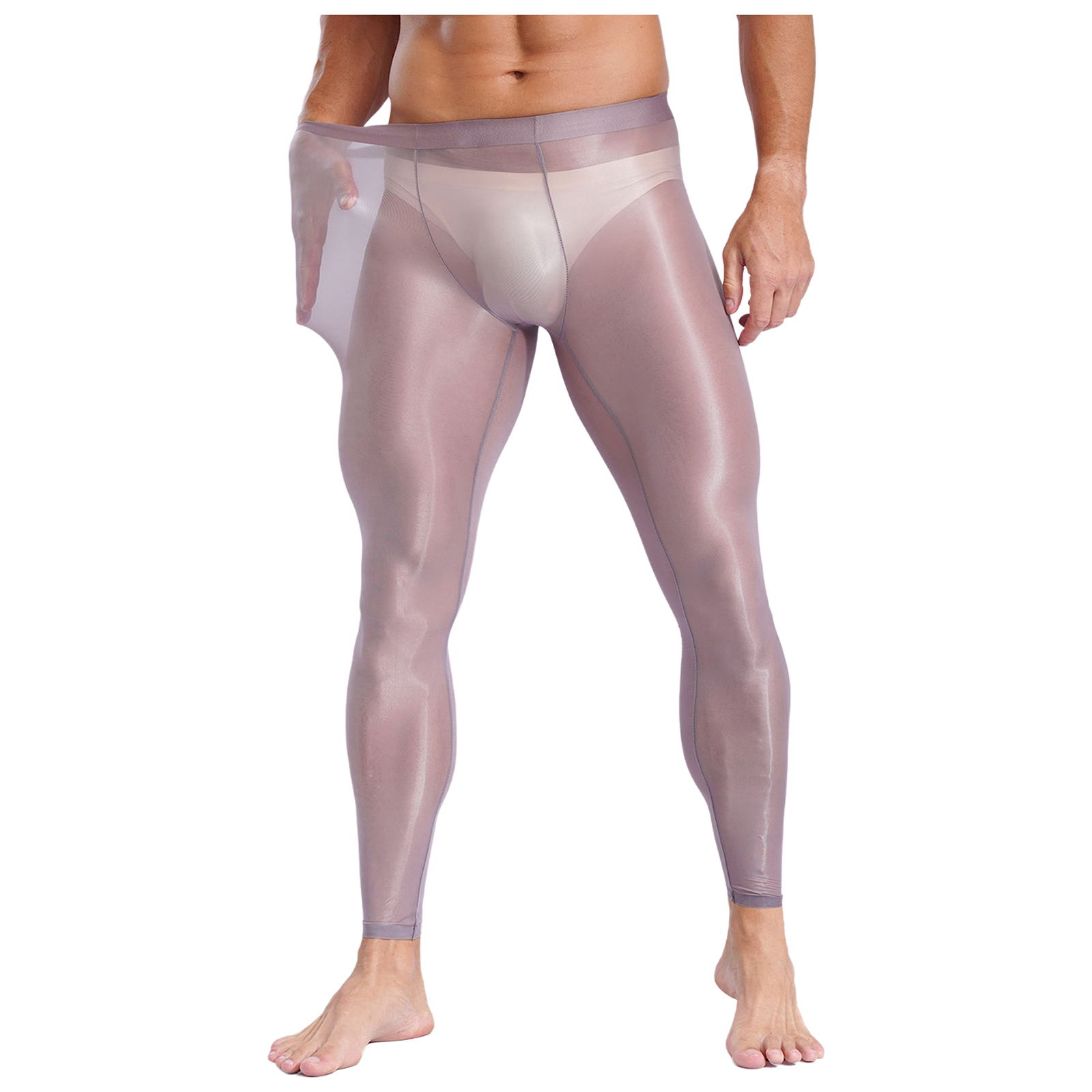 Leggings de Sport Ultra-fins extensibles pour hommes, sous-vêtements transparents, Yoga, Fitness, collants, pantalons pour l'entraînement en salle de sport