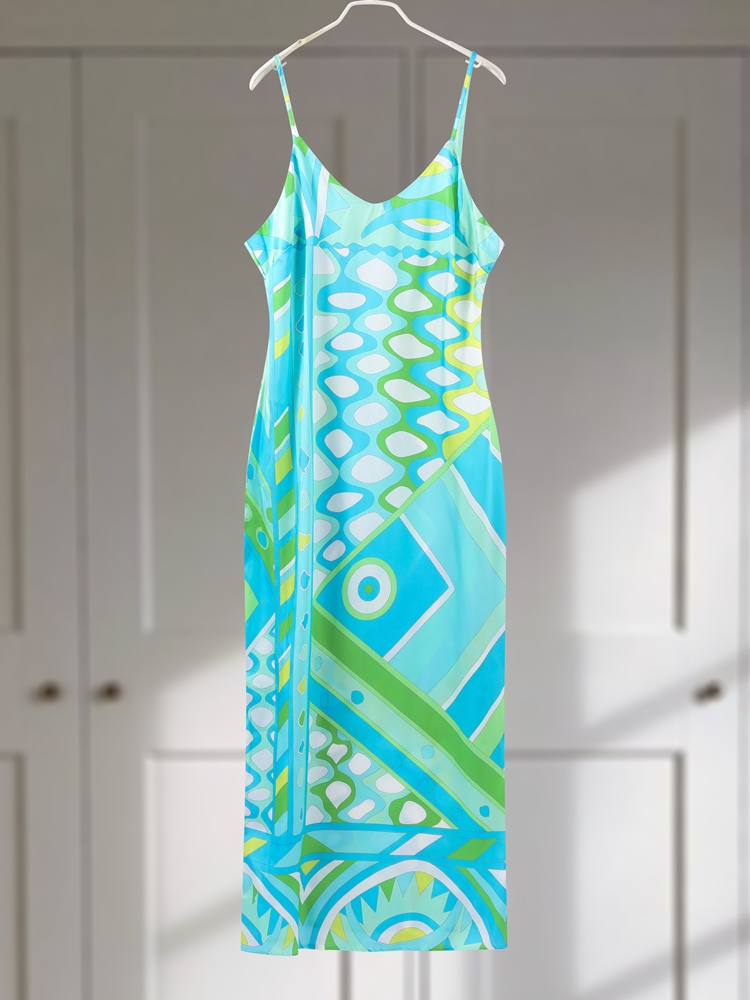 Nouvelle Robe Imprimée Chic pour Femme, Col V, Sans Manches, Dos Nu, Taille Cintrée, Robe de Plage Été 2026