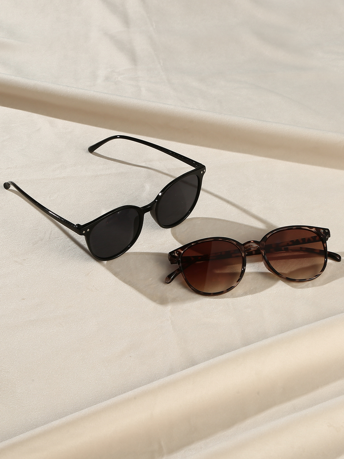 Lunettes à monture ronde à la mode pour femmes, 2 pièces, Chic noir, combinaison écaille de tortue, usage quotidien, cadeaux de vacances