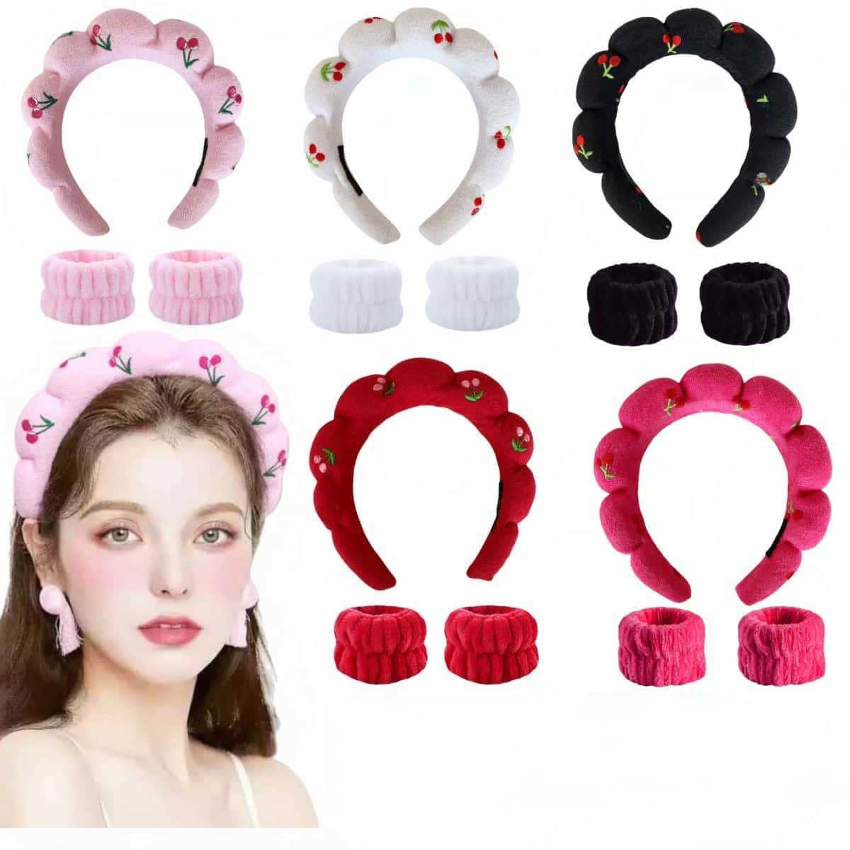 Bandeau en éponge en forme de nuage pour femmes, lavage du visage, fait à la main, serviette brodée en tissu, bandeau à bandoulière, couvre-chef de Style doux