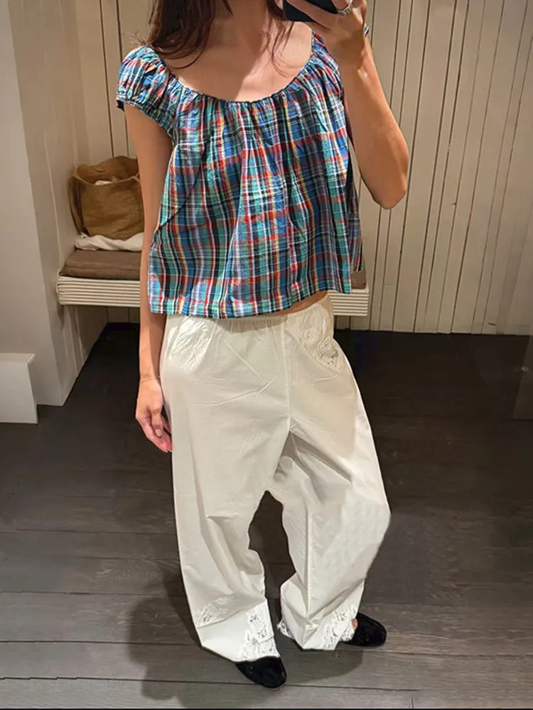Robe Courte Ample sans Manches à Col Rond pour Femme Style Vintage ou Haut Chemisier, Nouvelle Robe Mini Débardeur à Carreaux 2026 + Hauts