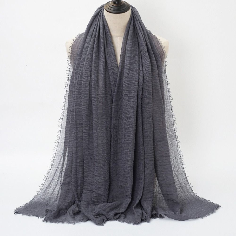 Femmes foulards voile 10 couleurs plissé plaine Hijab coton lin rides froissé Hijab écharpe ondulation Hijab