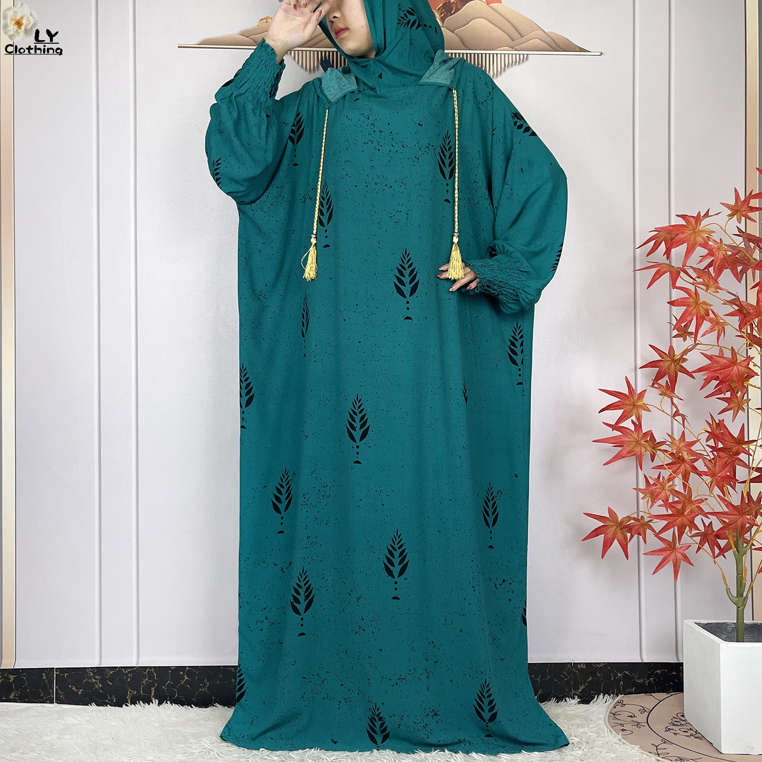 Nouveau Style africain musulman pour les femmes Ramadan prière deux pièces à capuche en coton ample à manches longues Abayas Femme Robe dubaï Islam Robe