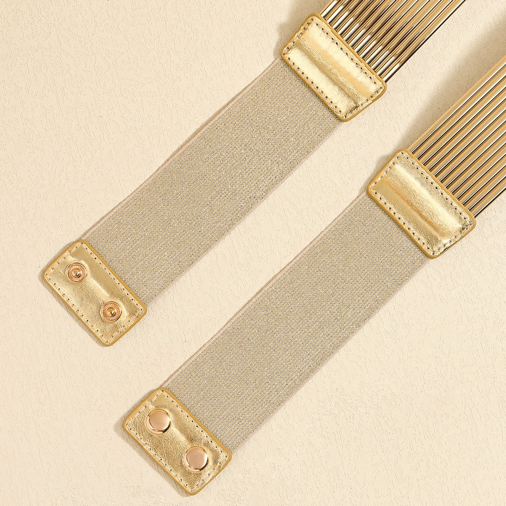Ceinture de taille en or de haute qualité, élastique, avec boutons brillants, large et ajustée pour femmes