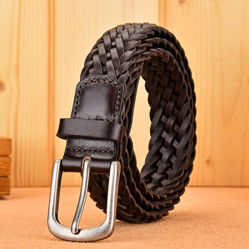 Ceinture en cuir de vachette véritable pour hommes, tissée à la main, tissée à la main, tissée à la main, tissée à la main, tissée à la main, personnalisée, jeans de luxe pour étudiants, nouveau design