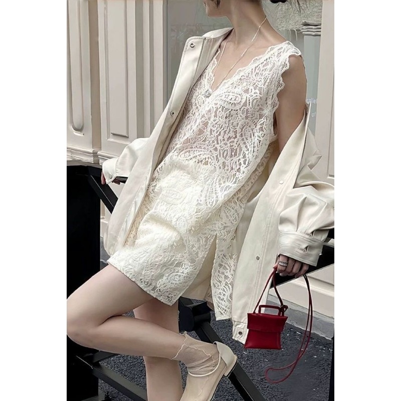 Gilet sans manches ajouré à col en v pour femmes, pull décontracté en dentelle ample, couleur unie, haut polyvalent et élégant pour femmes