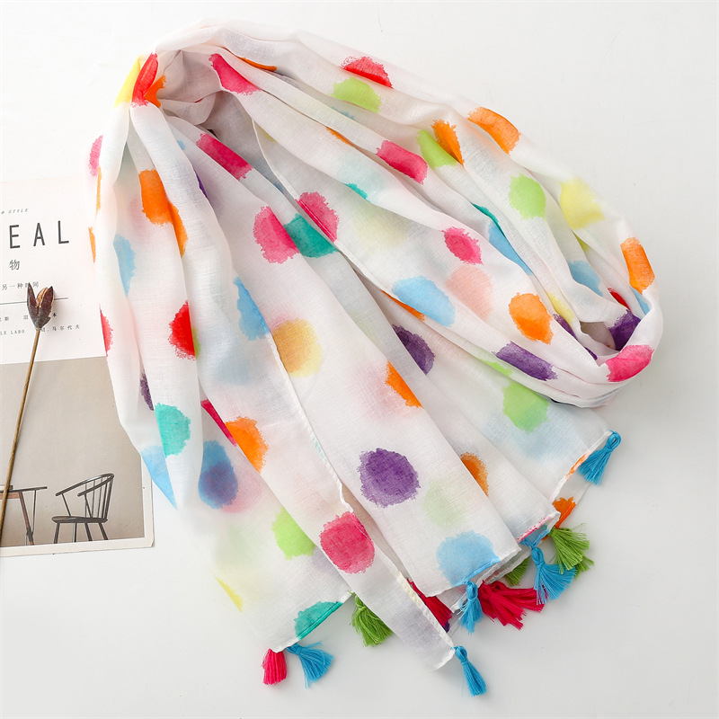 Marque de luxe écharpe Dot coton châle dame enveloppement grand Pashmina Hijab bandeau foulards islamique Turban Bufanda Foulard étoles
