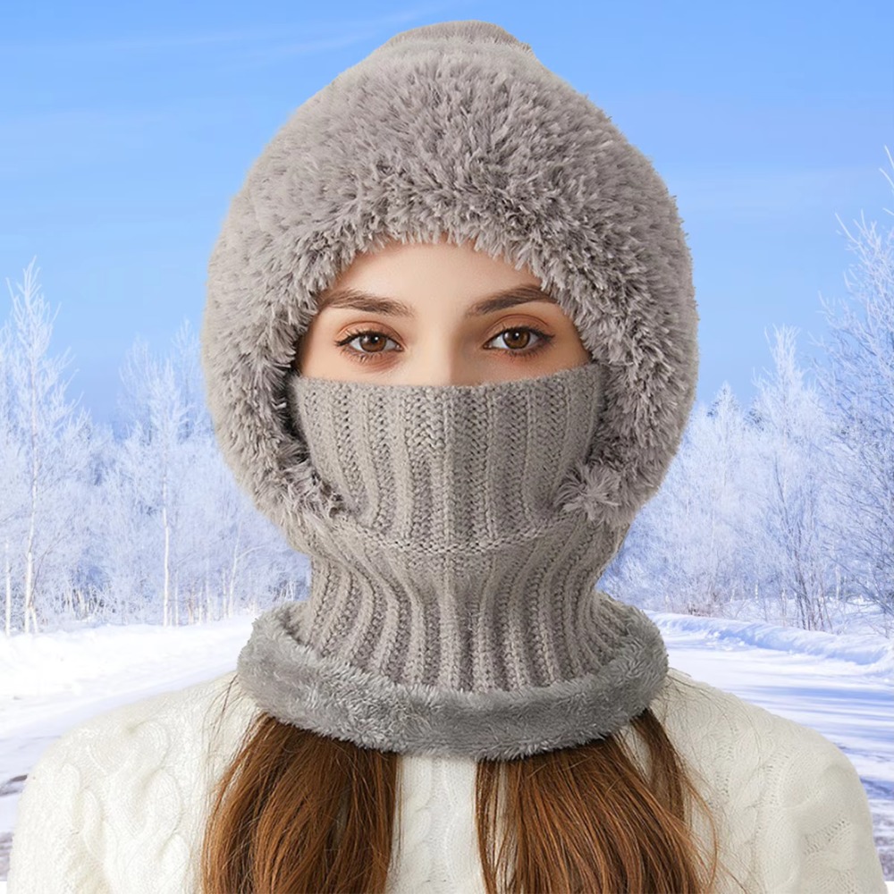 Chapeau en laine tricoté de haute qualité pour femme, couverture chaude et moelleuse en velours, cagoule chaude et coupe-vent, hiver