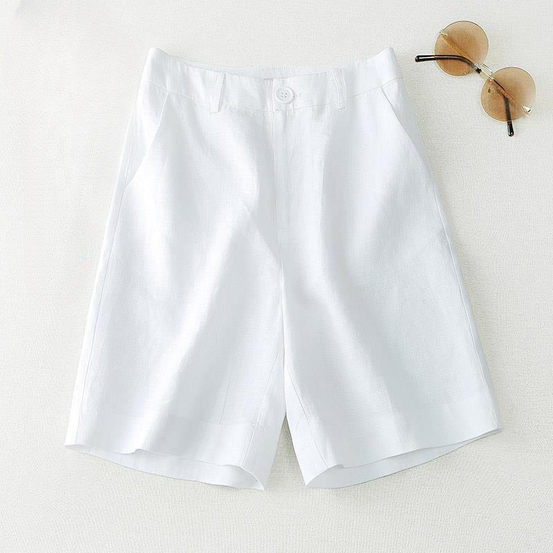 Short femme lin demi genou longueur mi large femme pantalon court Bermuda offre esthétique chaud Streetwear Style coréen pour l'été