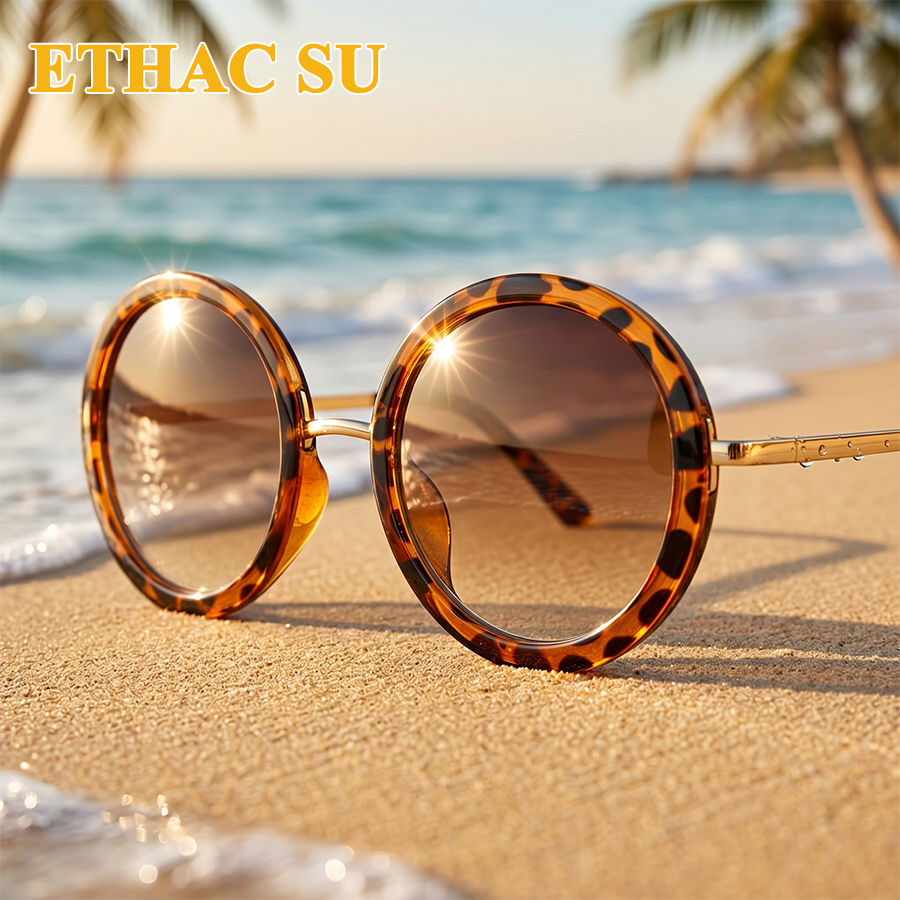 Lunettes de soleil rondes pour femmes et hommes, nouvelle collection de luxe, design rétro, pour la conduite et les voyages, monture cercle vintage, unisexe, 5 couleurs
