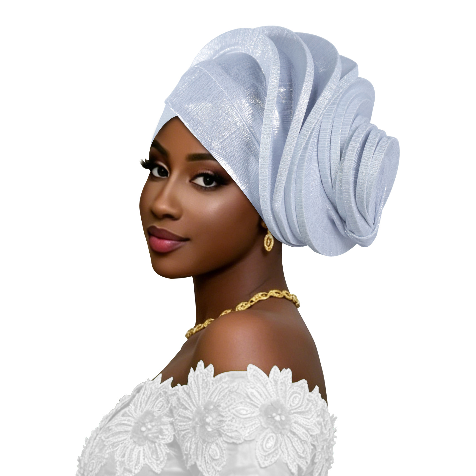 Turban élastique à volants africain pour femme, foulard nigérian pour mariage, coiffe de fête, chapeau