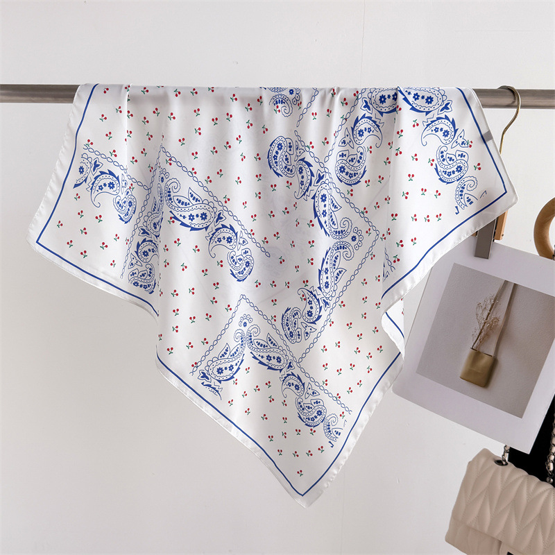 Foulard imprimé Paisley rose pour femmes, Foulard carré en soie, Bandana, Foulard féminin, décoration à la mode, Hijab, cravates pour dames
