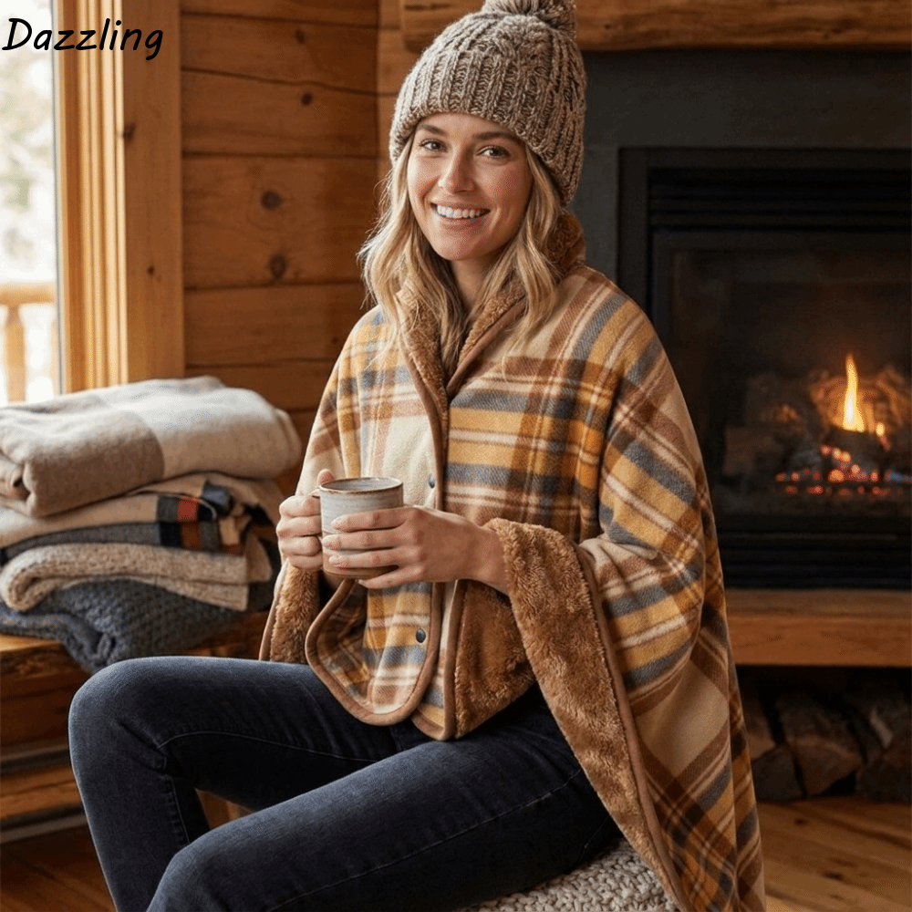 Couverture portable en flanelle, motif à carreaux, texture douce, châle-couverture, tissu chaud, couverture légère pour la saison hivernale.