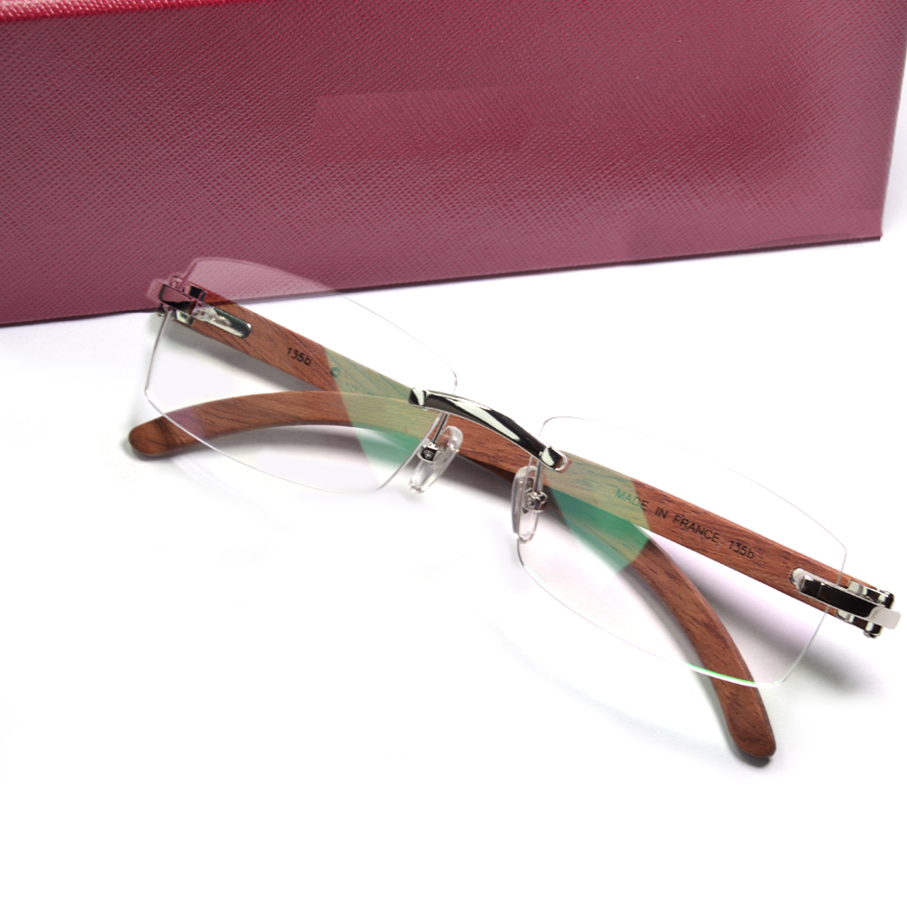 Monture de lunettes sans monture en bois pour hommes, haute qualité, originale, Vintage, rectangulaire, dioptrique, Flexible, grande tête