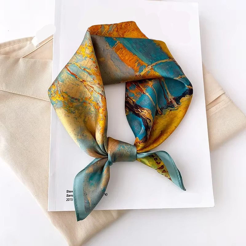 Foulard 100% Soie Bandana Carré Femme Écharpe de Printemps Mode Luxe Haute Qualité Bandeau Hijab Châles 2026