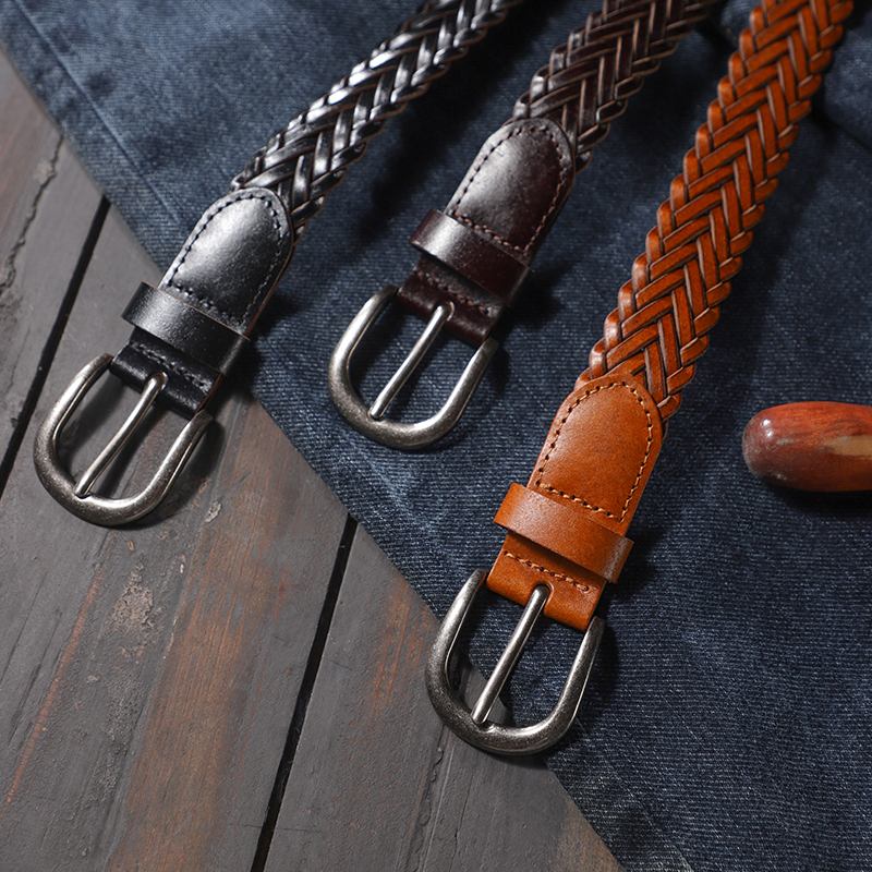 Ceinture kie tissée pour femme, rétro, minimaliste, boucle à aiguille, ceinture d'étudiant décontractée et polyvalente, jeans, à la mode