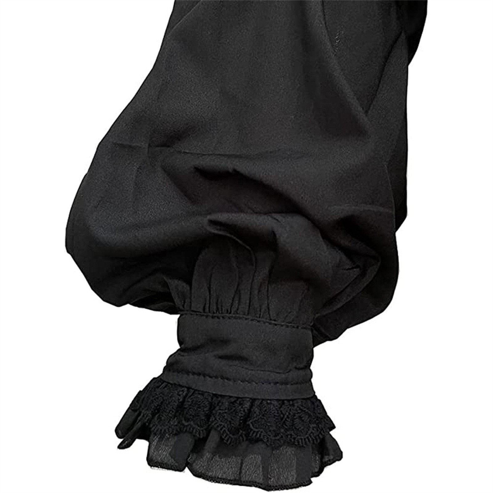 Chemises et chemisiers gothiques pour hommes rétro victorien médiéval dentelle volants col montant bouffant à manches longues chemise hauts vêtements pour hommes