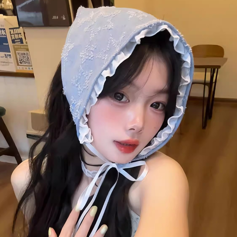 Foulard de cheveux Triangle étoile à trous rétro pour femmes printemps et été voyage Photo polyvalent mode sangle en dentelle foulard Spice Girl