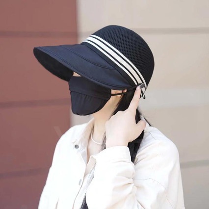 Chapeau de pêcheur coréen pour femme, d'été, ajouré et respirant, à large bord, protection solaire, réglable, avec ouverture pour queue de cheval