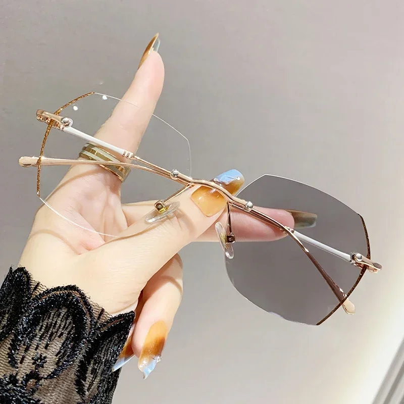 Lunettes d'été pour myopie photochromiques sans cadre, avec sensation neutre haut de gamme et luxueuses, Anti-lumière bleue, nouvelle collection