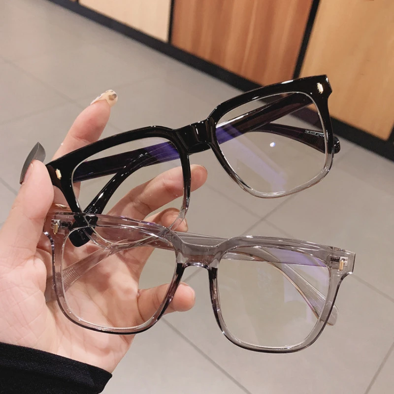Lunettes de myopie surdimensionnées pour femmes et hommes, anti-lumière bleue, lunettes d'ordinateur, verres dioptriques, lunettes optiques de luxe sur ordonnance