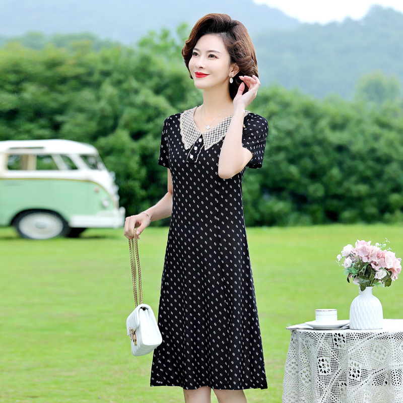 Robe à Carreaux en Soie Glacée pour Femme, Tenue Décontractée, Col Claudine, Été