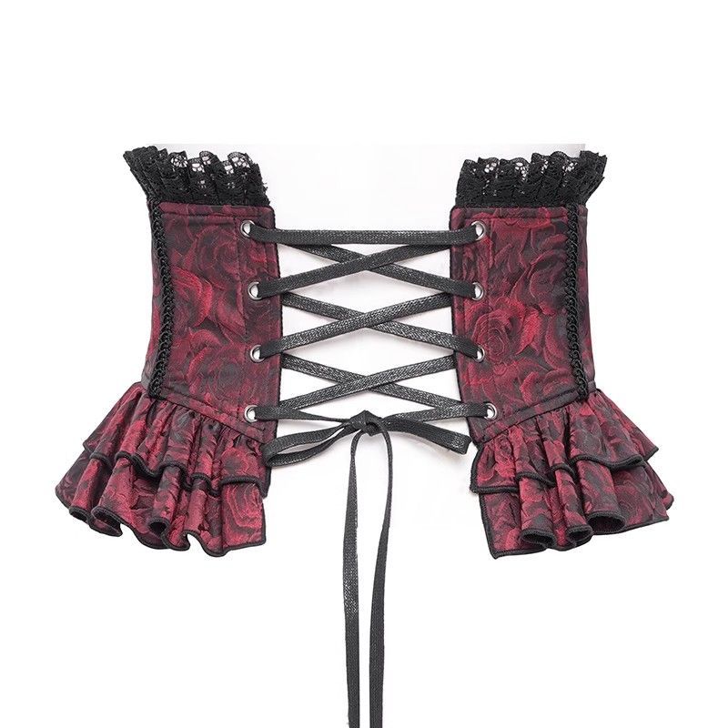 Halloween médiéval Goth foncé moulante mince Lolita discothèque diable Vampire Cosplay gothique croix dentelle sangle taille couverture accessoire