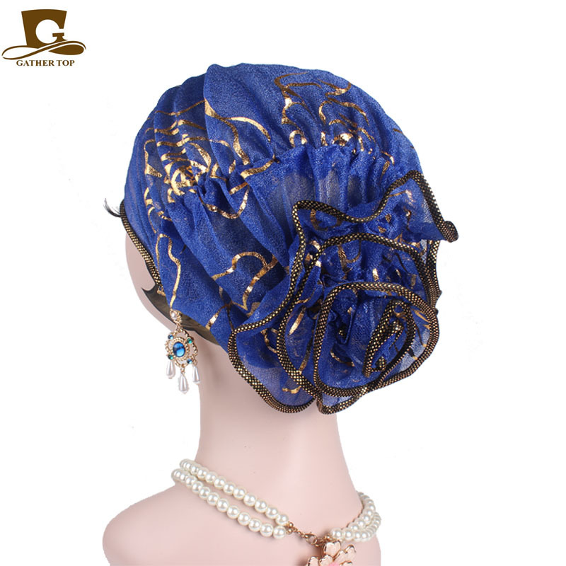 Turbans à grandes fleurs pour femmes, plaque de fil de beauté, bandeau Jacquard, chapeau en dentelle, casquettes musulmanes, couvre-chef islamique, nouvelle collection printemps 2025