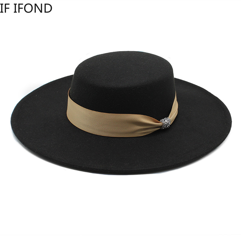 Chapeau Fedoras en Satin Feutré Blanc pour Femme, Casquette Élégante pour Banquet, Robe de Soirée Formelle, Bord de 10cm de Large, Église